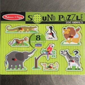 Brand New NIB Melissa & Doug Zoo Animals Sound Puzzle - Green